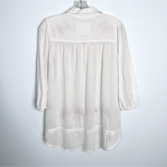 Johnny Was Top Small 3J Workshop Floral Embroidered Shirt Boho White Tunic B9 - Picture 3 of 5